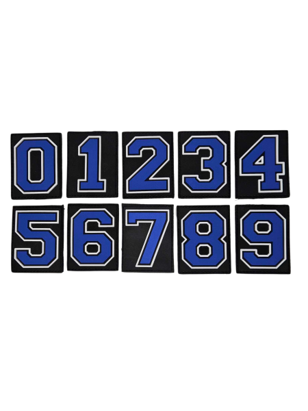 Blue Velcro Numbers for Grizzly Baseball backpacks/bags