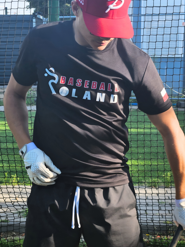 Koszulka Męska Baseball Poland Czarna