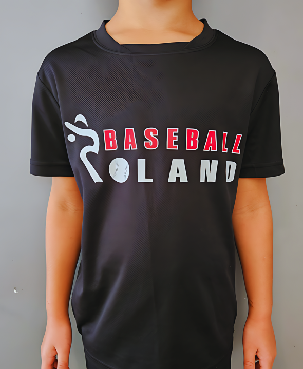 Koszulka Dziecięca Baseball Poland Czarna