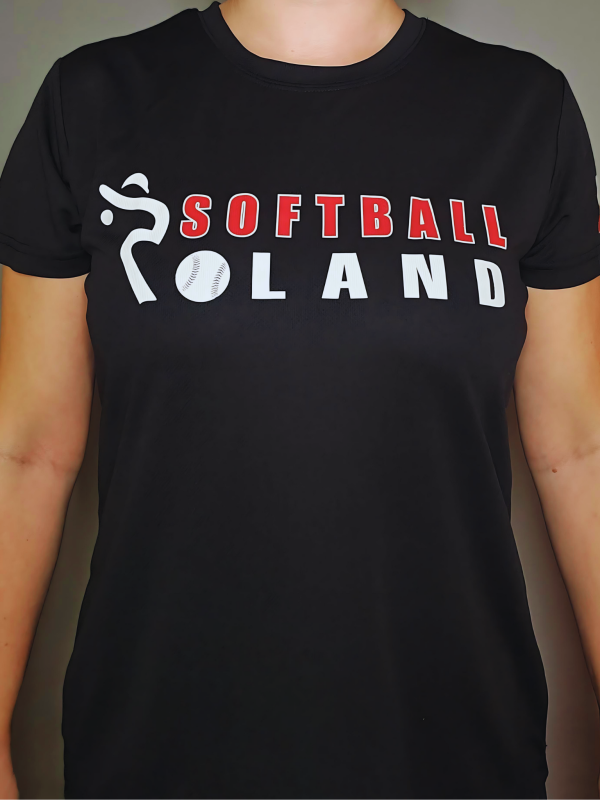 Damska Koszulka Softball Poland Czarna