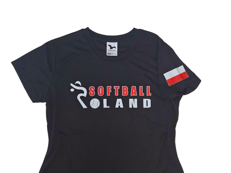 Damska Koszulka Softball Poland Czarna