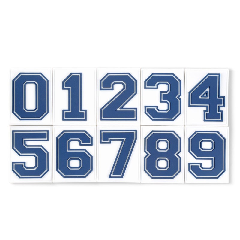 Blue/White Velcro Numbers for Grizzly Baseball backpacks/bags