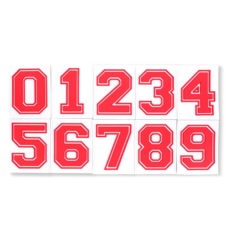 Red/White Velcro Numbers for Grizzly Baseball backpacks/bags