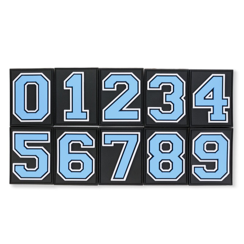 Light Blue Velcro Numbers for Grizzly Baseball backpacks/bags