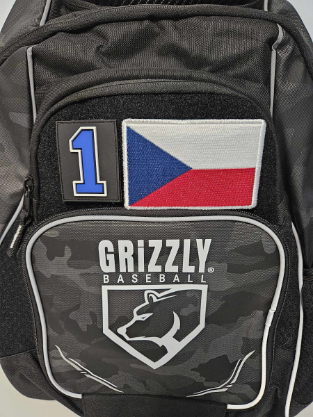 Numery na rzep do plecaków Grizzly Baseball niebieski/biały