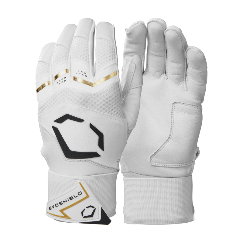 WB5746501 EvoShield Adult Carbyne Baseball Batting Gloves with Strap White