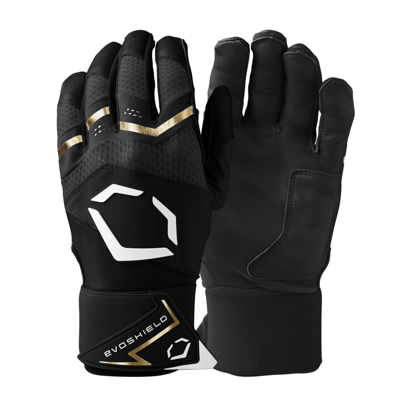 WB5746502 EvoShield Adult Carbyne Baseball Batting Gloves with Strap Black