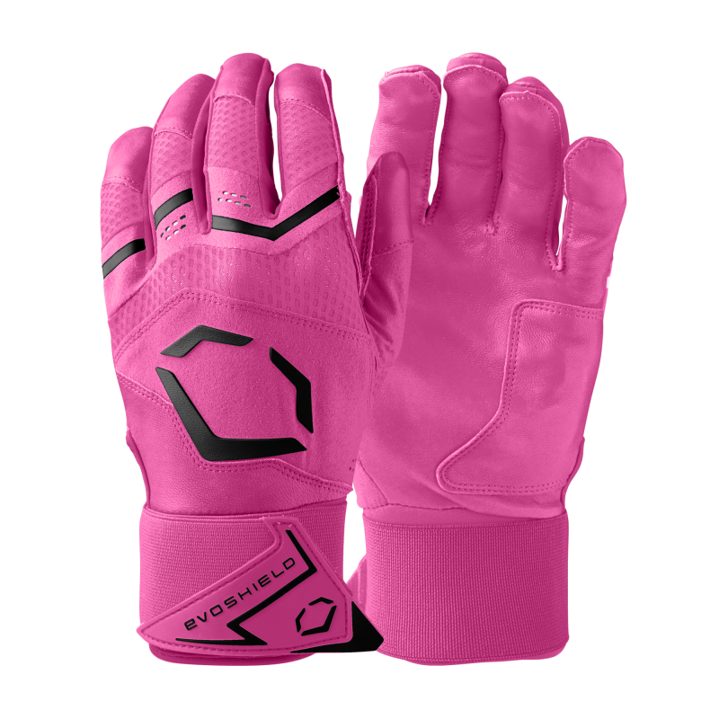 WB5746503 EvoShield Adult Carbyne Baseball Batting Gloves with Strap Pink