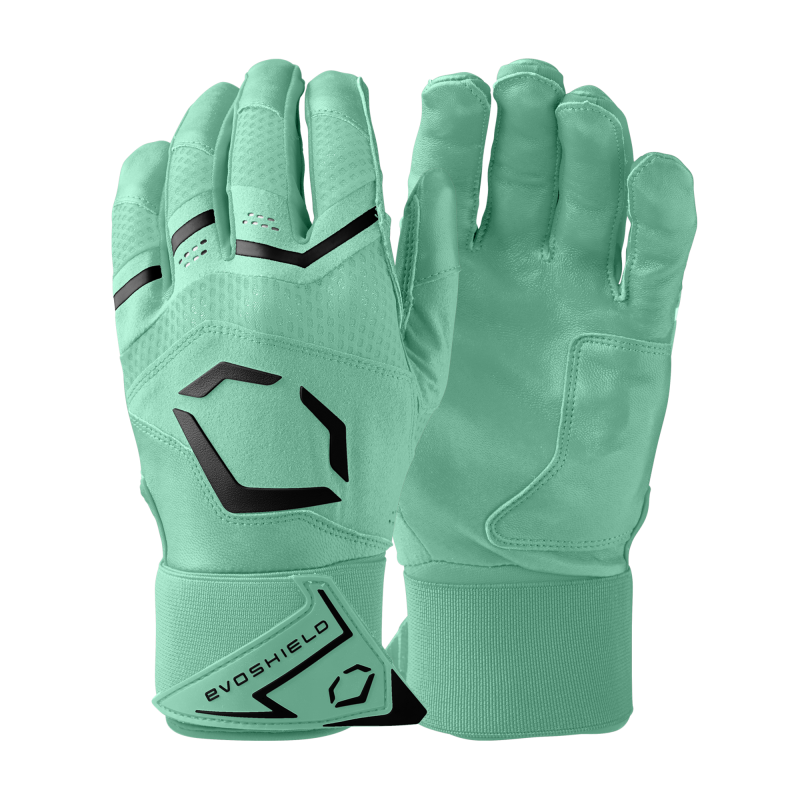 WB5746507 EvoShield Adult Carbyne Baseball Batting Gloves with Strap Seafoam