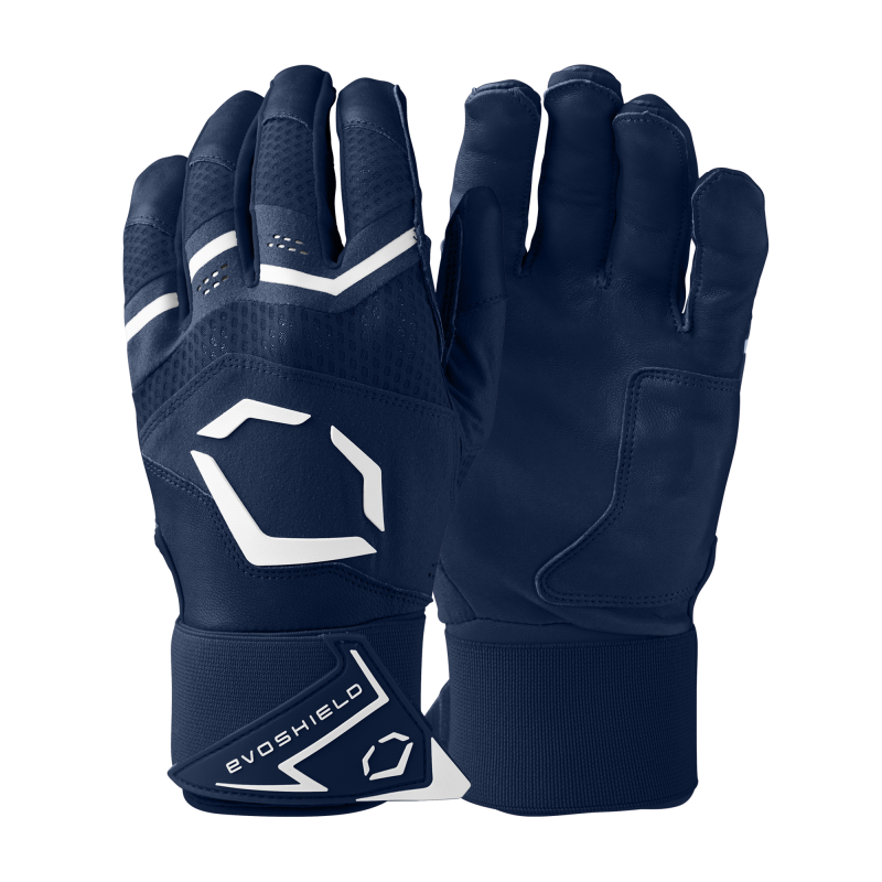 WB5746504 EvoShield Adult Carbyne Baseball Batting Gloves with Strap Navy
