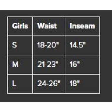 Rawlings Girls Low-Rise Softball Pant Sizing Chart