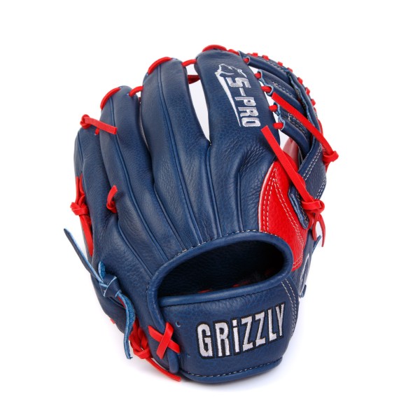 Grizzly S-Pro 12.5 inch Outfield Baseball Glove Navy with Red Laces