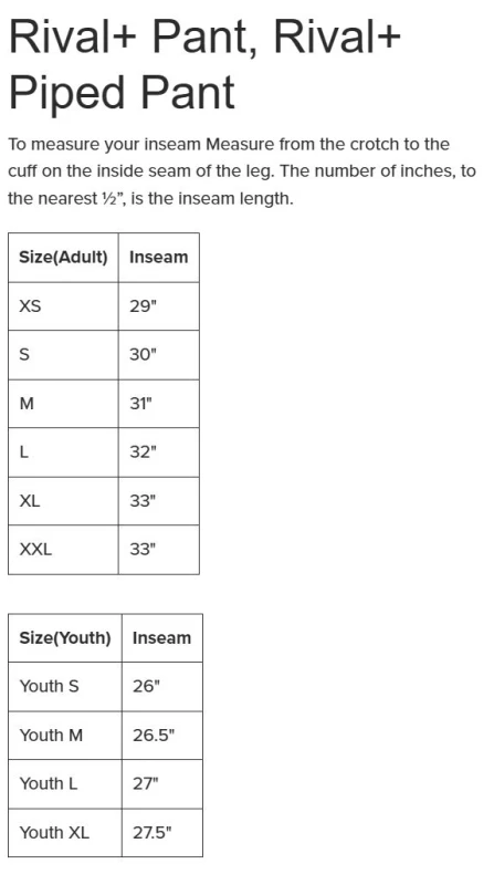 Easton Rival+Sizing