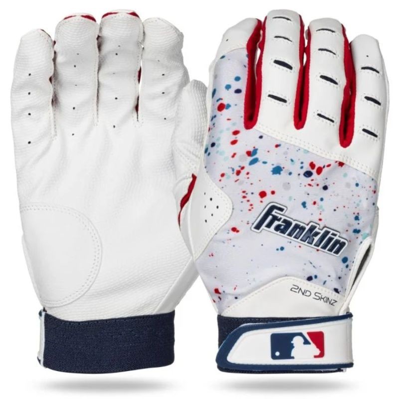 Franklin 2nd Skinz Drip Youth Baseball Batting Gloves White