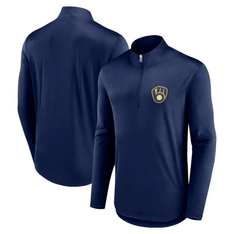 Milwaukee Brewers Fanatics Quarterback Quarter-Zip Top - Navy