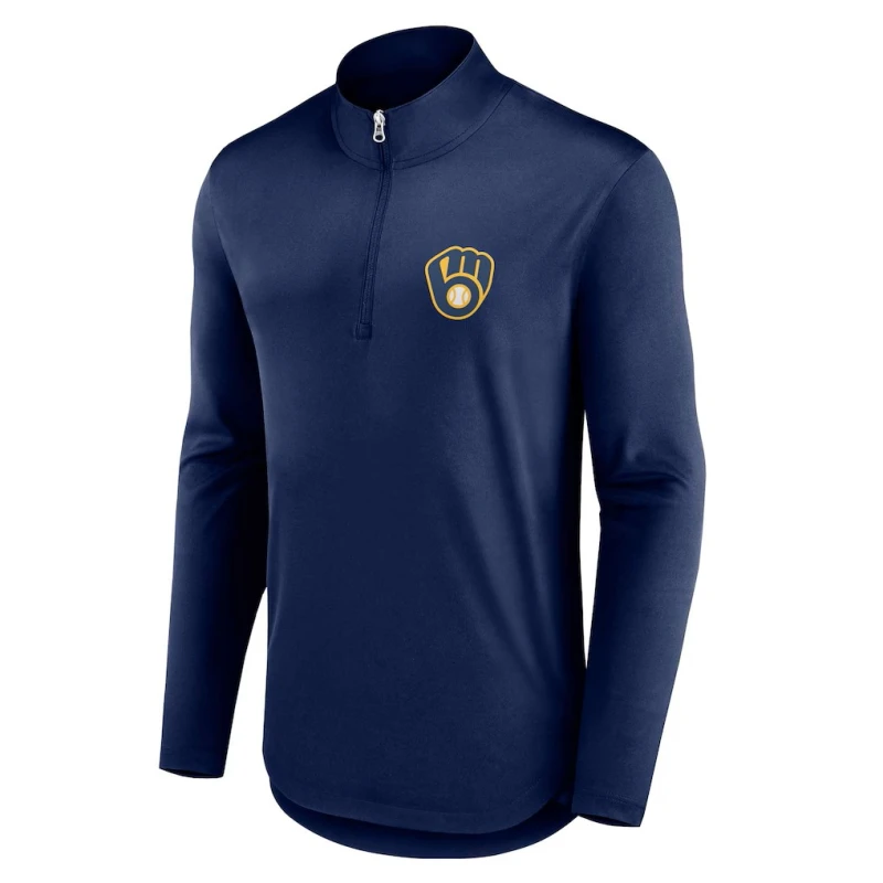 Milwaukee Brewers Fanatics Quarterback Quarter-Zip Top - Navy