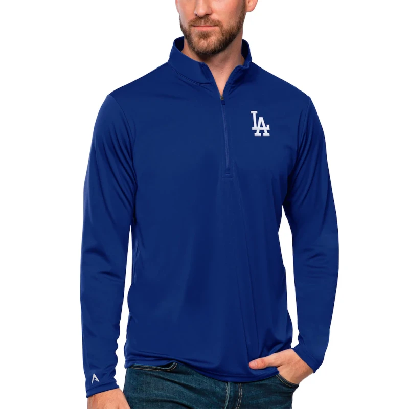 Antigua Los Angeles Dodgers Tribute Quarter-Zip Pullover