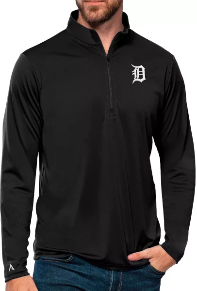 Męska bluza Antigua Detroit Tigers Tribute Quarter-Zip Pullover czarna