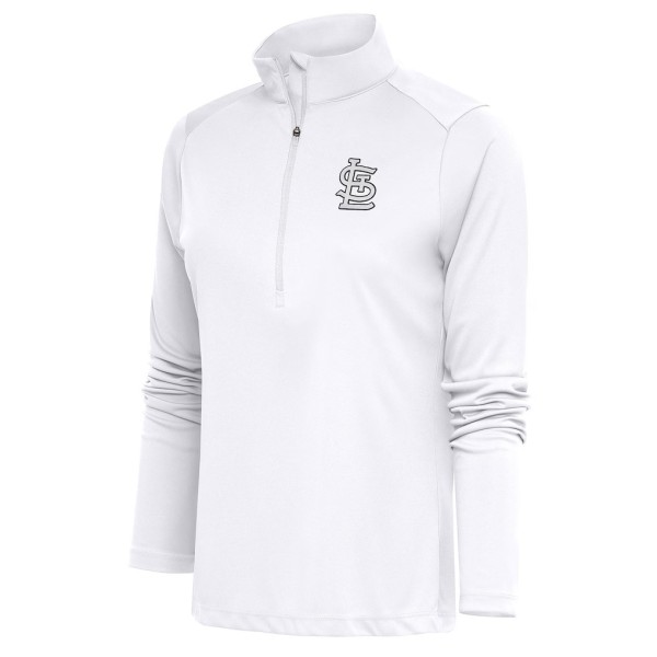 Antigua St. Louis Cardinals Brushed Metallic Tribute Half-Zip Pullover – Womens White