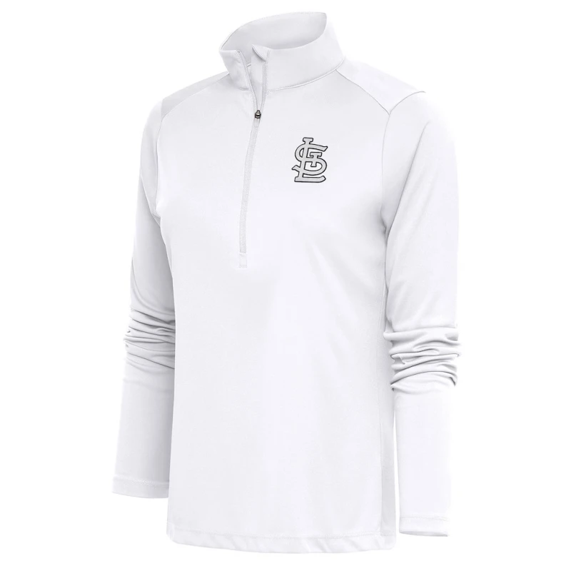 Antigua St. Louis Cardinals Brushed Metallic Tribute Half-Zip Pullover – Womens White