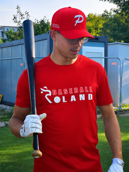 Koszulka Męska Baseball Poland Czerwona