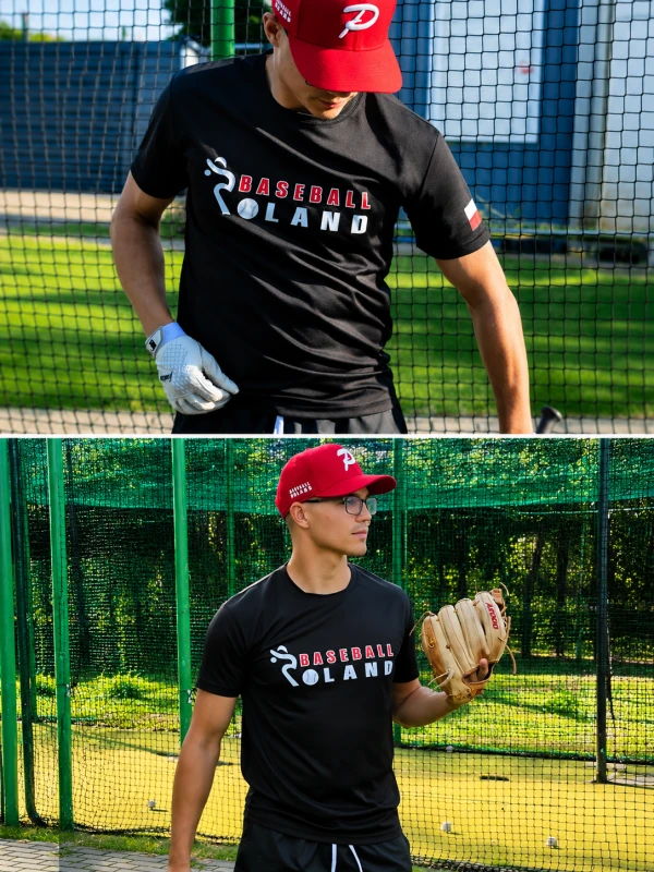 Koszulka Męska Baseball Poland Czarna