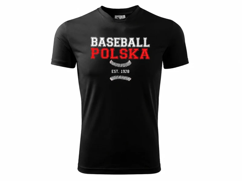 Męska Koszulka Baseball Polska Czarna