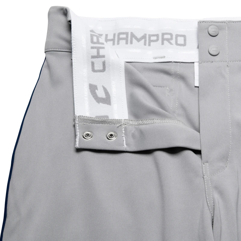 Champro Triple Crown Open Bottom Men Grey Baseball Pant with Piping