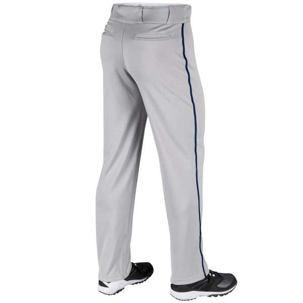 BP91U Champro Triple Crown Open Bottom Men's Grey Baseball Pant with Navy Piping