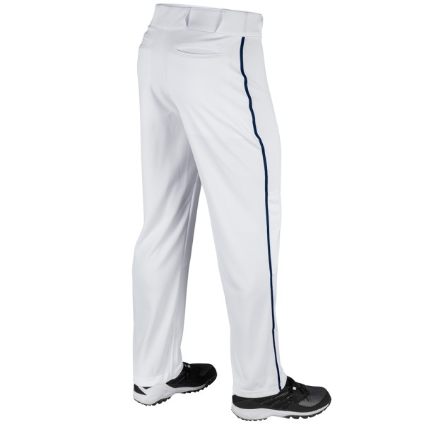 BP91U Champro Triple Crown Open Bottom Youth White Baseball Pants with Navy Pipe