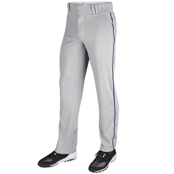 BP91U Champro Triple Crown Open Bottom Youth Grey Baseball Pant with navy pipe