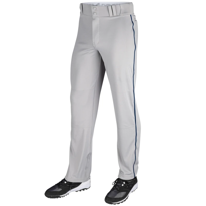 BP91U Champro Triple Crown Open Bottom Youth Grey Baseball Pant with navy pipe