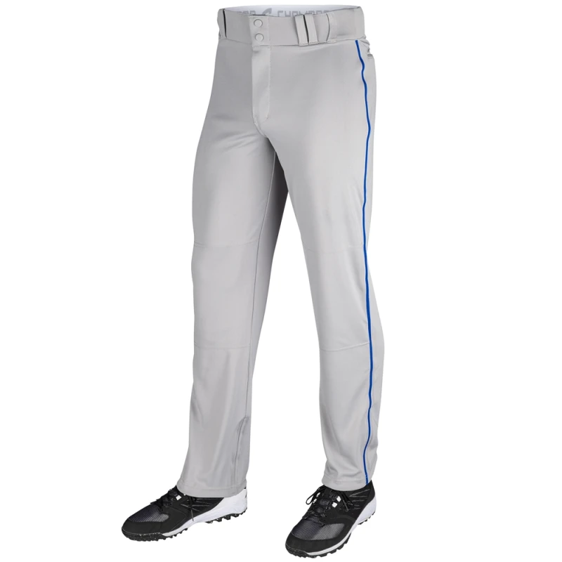 BP91U Champro Triple Crown Open Bottom Youth Grey Baseball Pant with royal pipe