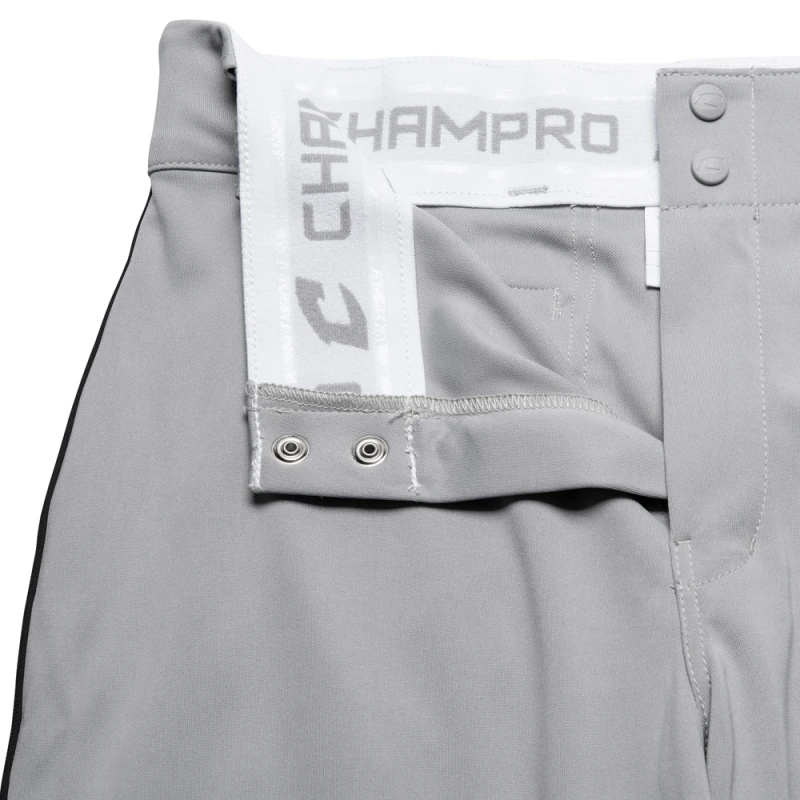 Spodnie młodzieżowe Champro Triple Crown Open Bottom szare z lampasem